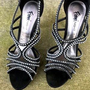 Fiona Sparkly black with rhinestone party sandals